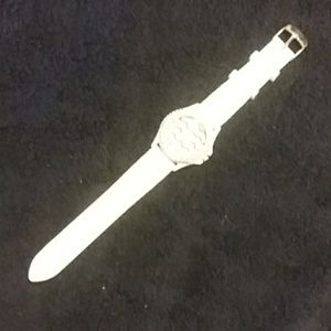 White fashion watch with Chevron face